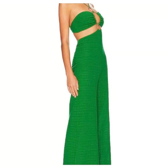 NEW Rumer The Label Amoura Green Gold Clasp Set Gold Accents Jumpsuit - Picture 2 of 15